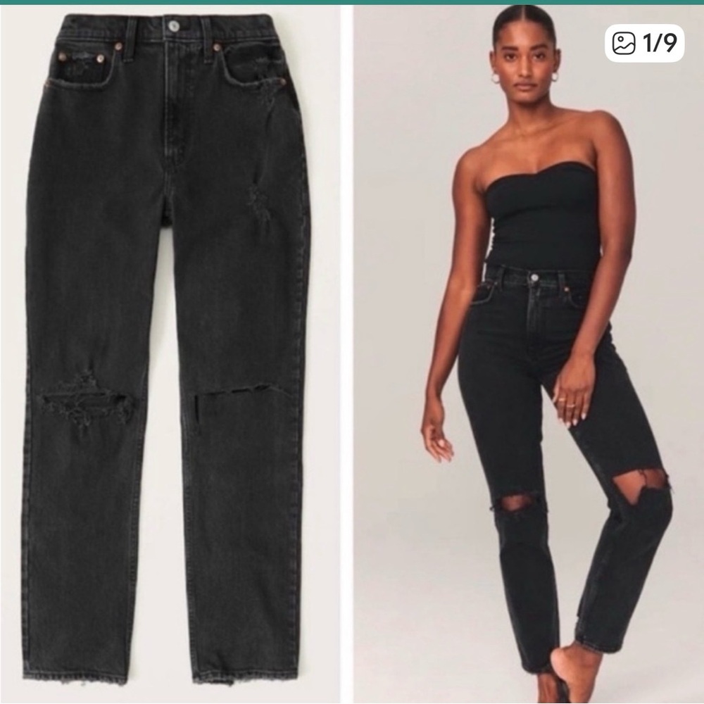 Abercrombie & Fitch The ‘90s Straight Ultra High Rise Black Jeans